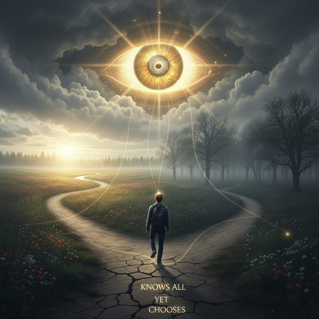 Knows All Yet Chooses - The Omniscience and Free Will Paradox