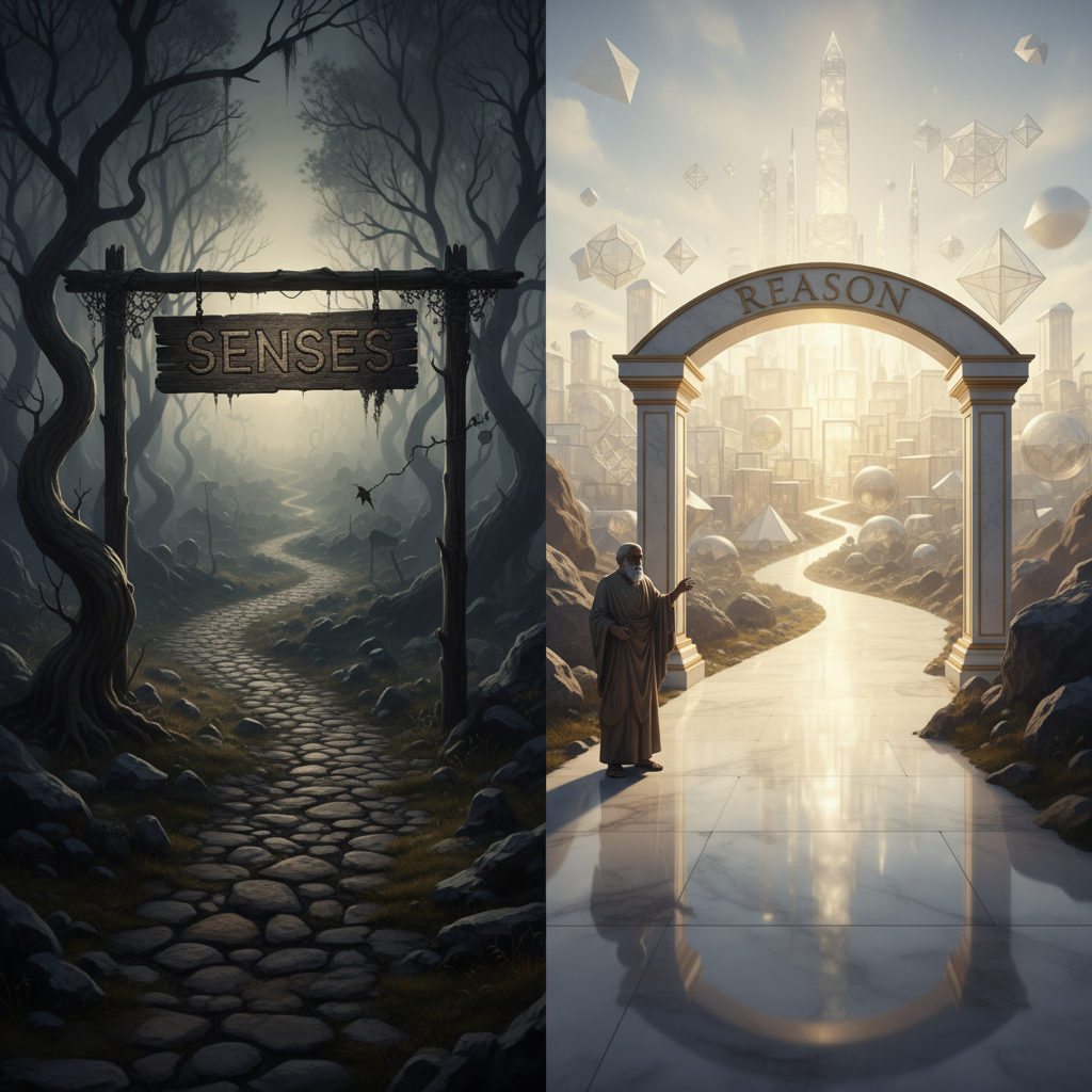 Plato's Reliance on Reason vs Senses